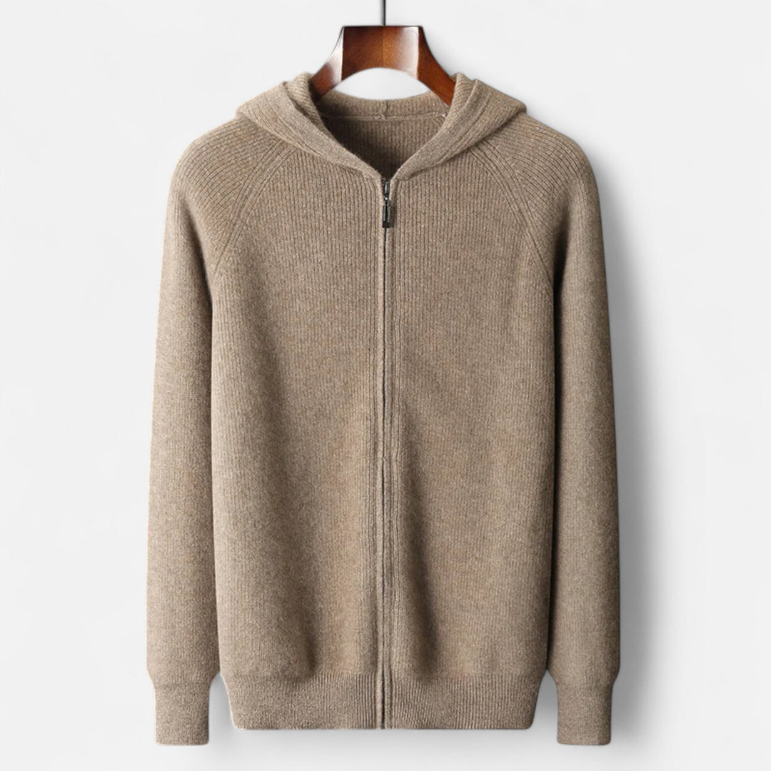 Men’s Zipped Knit Hoodie | Warm, Refined & Ideal for Cold Seasons