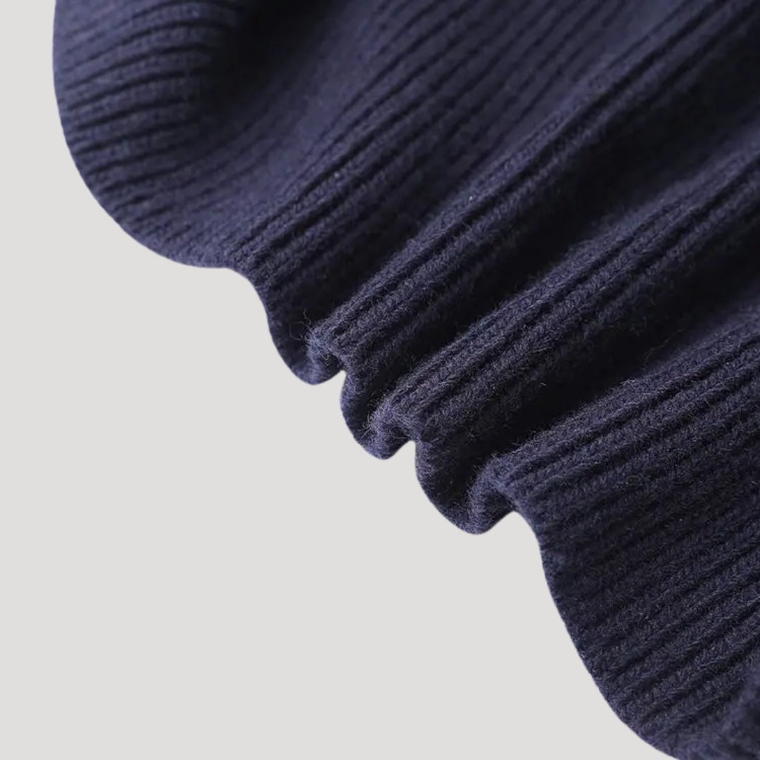 Women’s Knit Cardigan with Denim Trim | Elegant Contrast and Modern Style