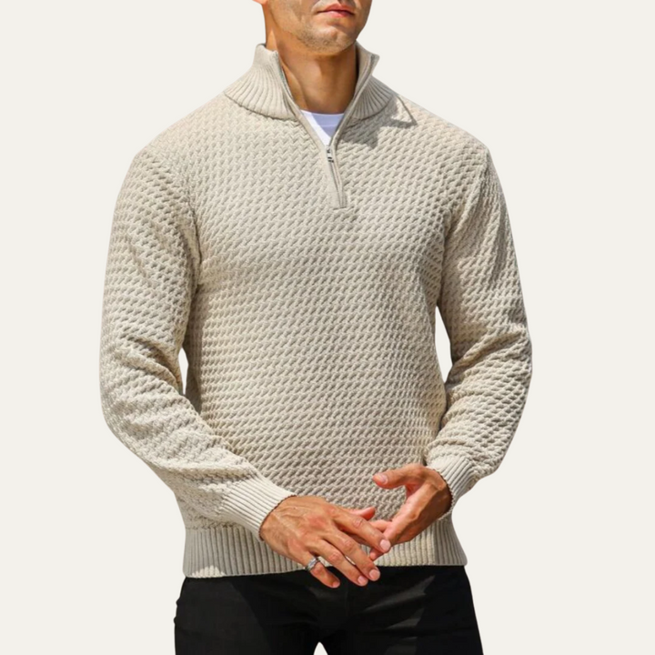 Men’s Luxury Quarter Zip Knit Jumper – Refined Modern Layer