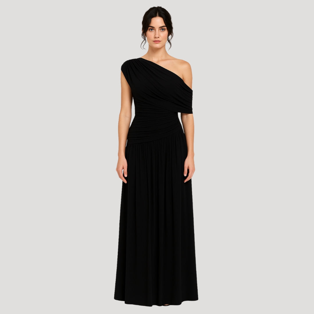 Women’s One-Shoulder Ruched Maxi Dress | Elegant Summer Style