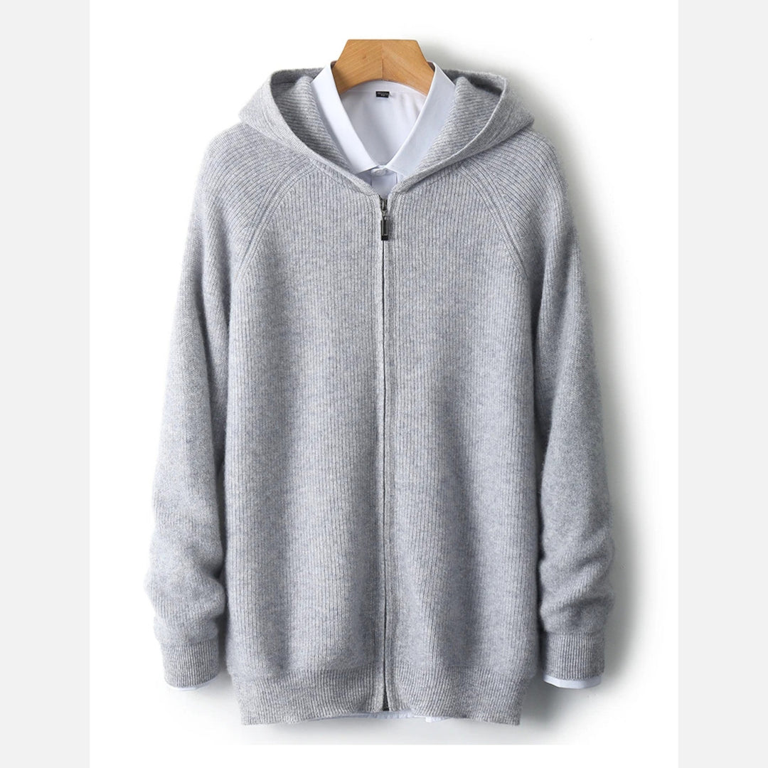 Men’s Zipped Knit Hoodie | Warm, Refined & Ideal for Cold Seasons