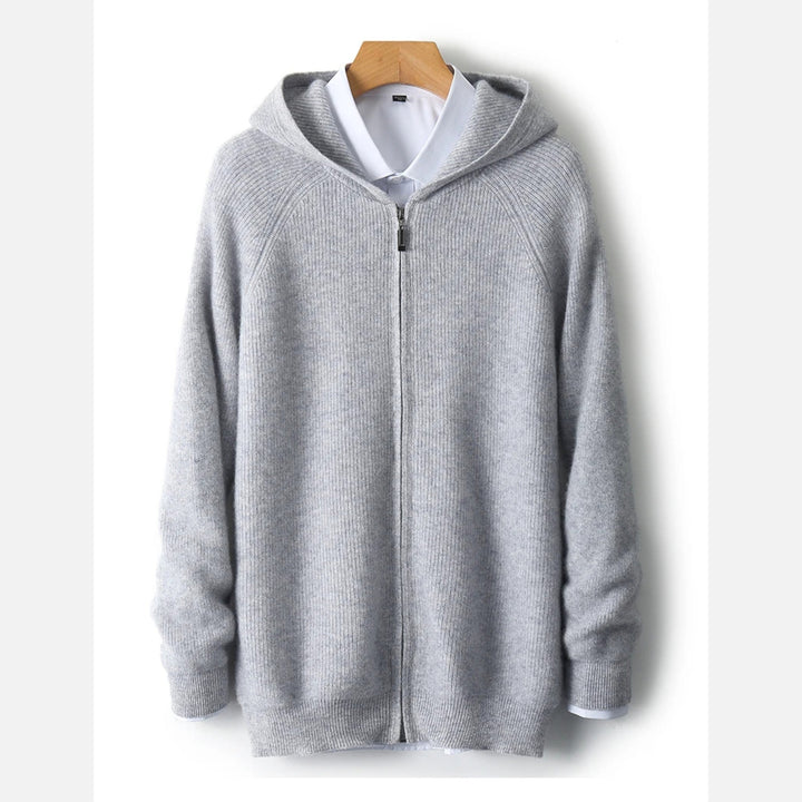 Men’s Zipped Knit Hoodie | Warm, Refined & Ideal for Cold Seasons