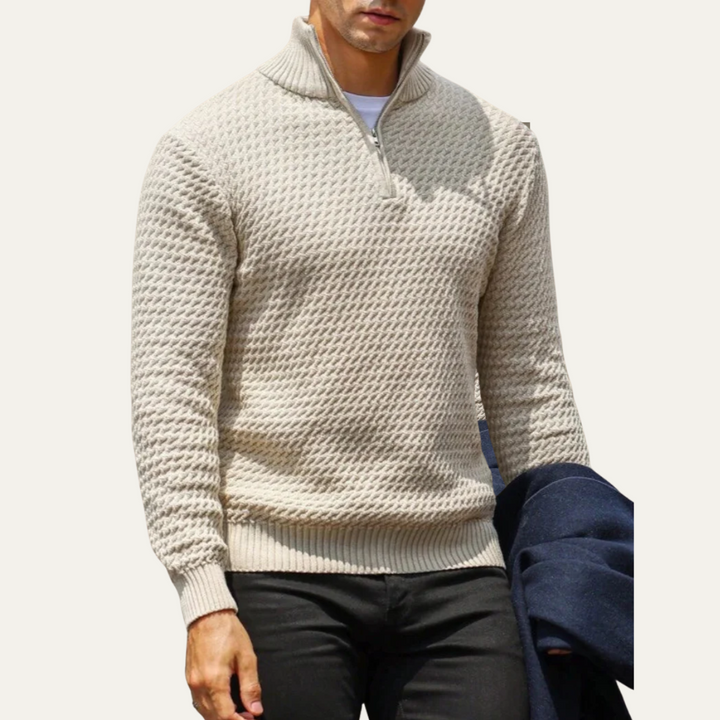 Men’s Luxury Quarter Zip Knit Jumper – Refined Modern Layer