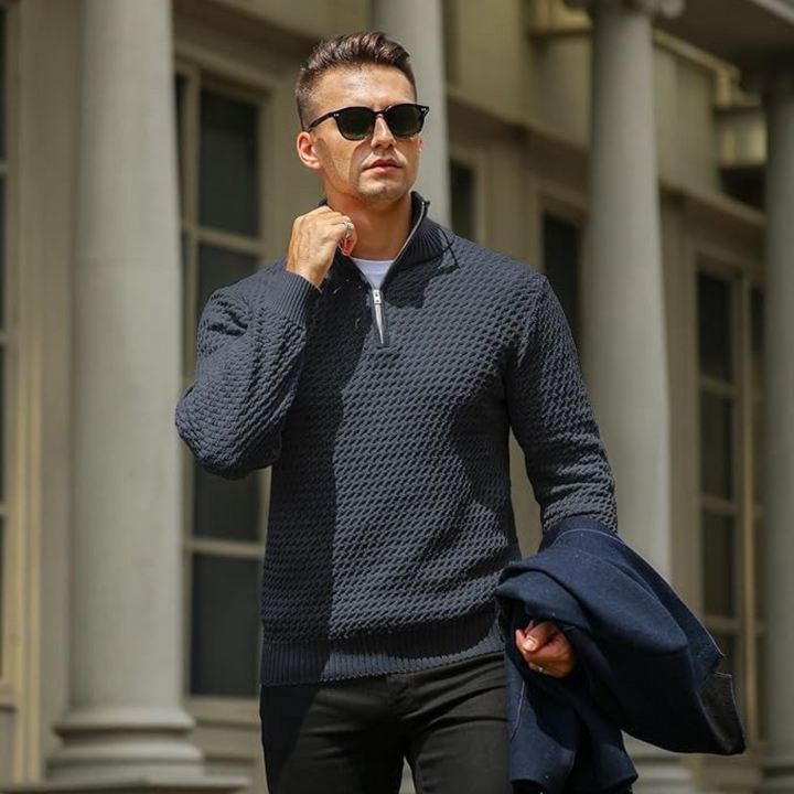 Men’s Luxury Quarter Zip Knit Jumper – Refined Modern Layer