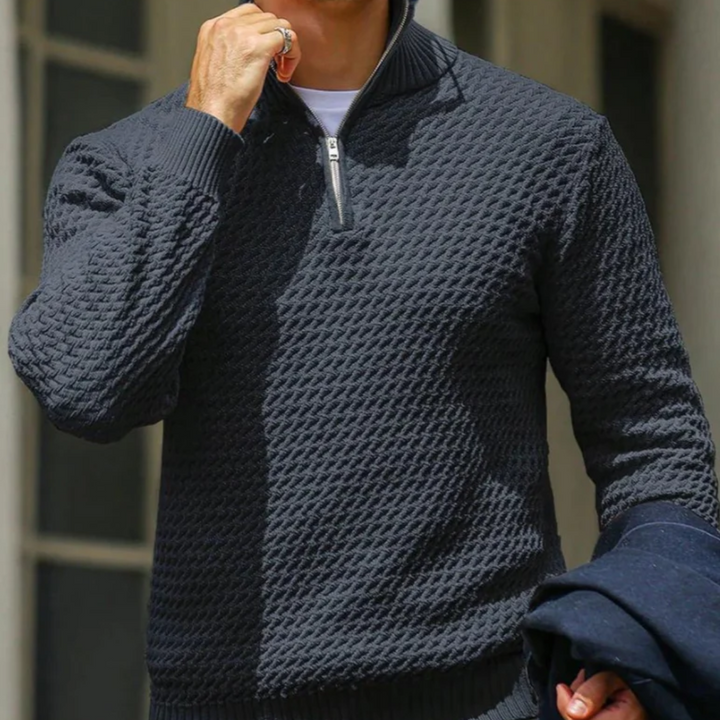 Men’s Luxury Quarter Zip Knit Jumper – Refined Modern Layer