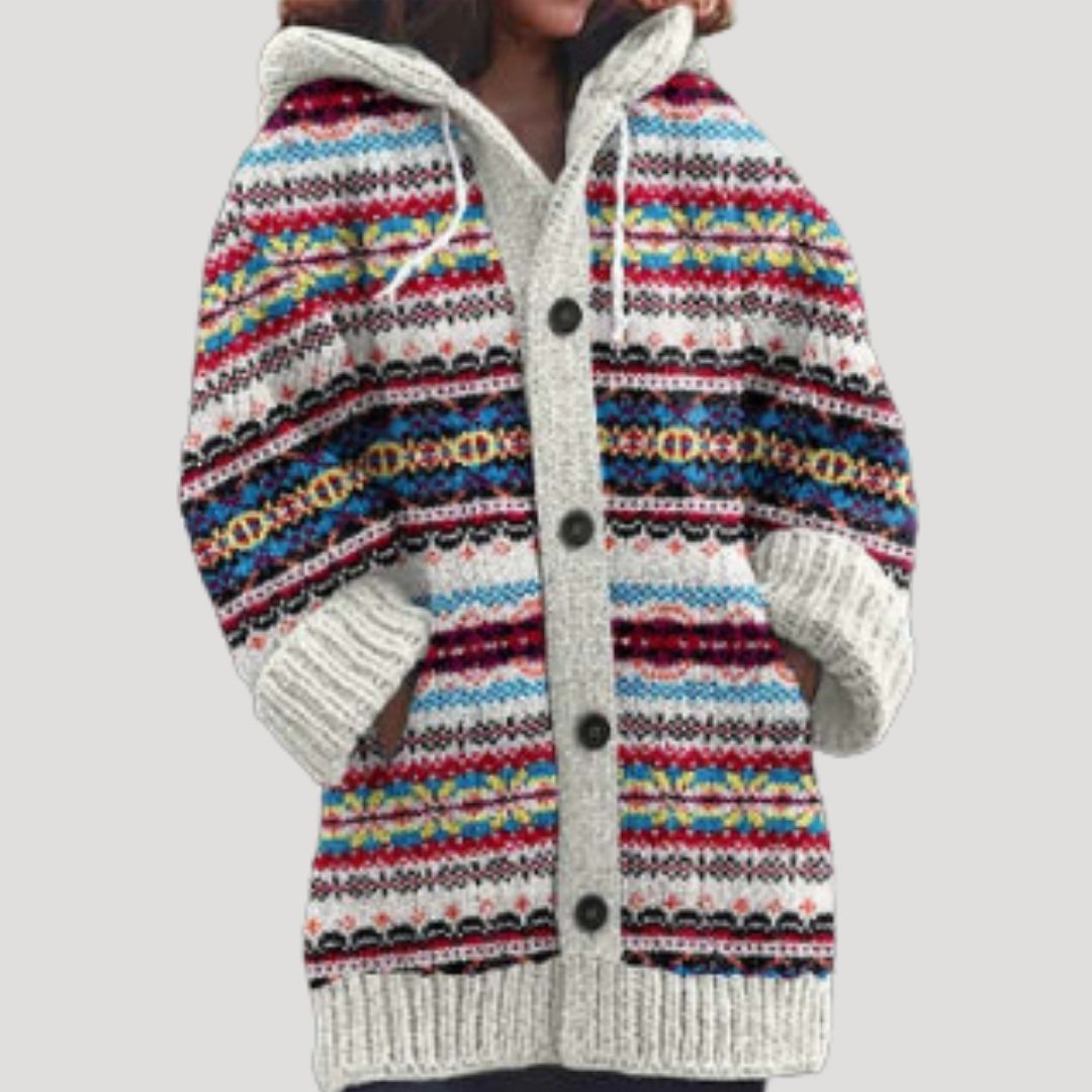 Women’s Fair Isle Chunky Knit Cardigan | Cosy Hooded Layer