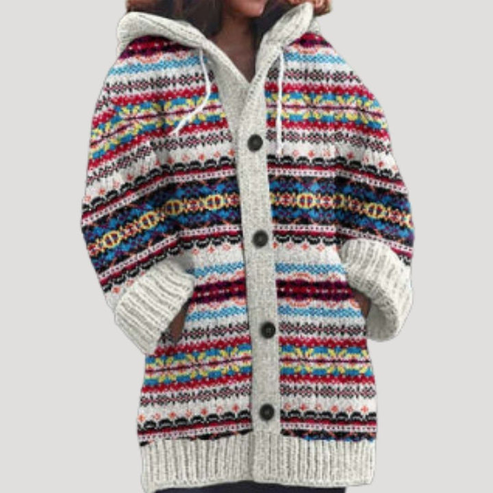 Women’s Fair Isle Chunky Knit Cardigan | Cosy Hooded Layer