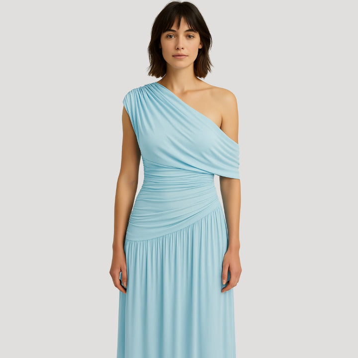 Women’s One-Shoulder Ruched Maxi Dress | Elegant Summer Style