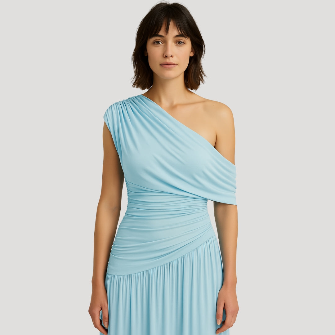 Women’s One-Shoulder Ruched Maxi Dress | Elegant Summer Style
