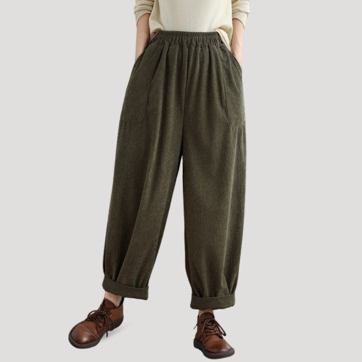 Women’s Corduroy Wide-Leg Trousers | High-Waisted Fit and Relaxed Style