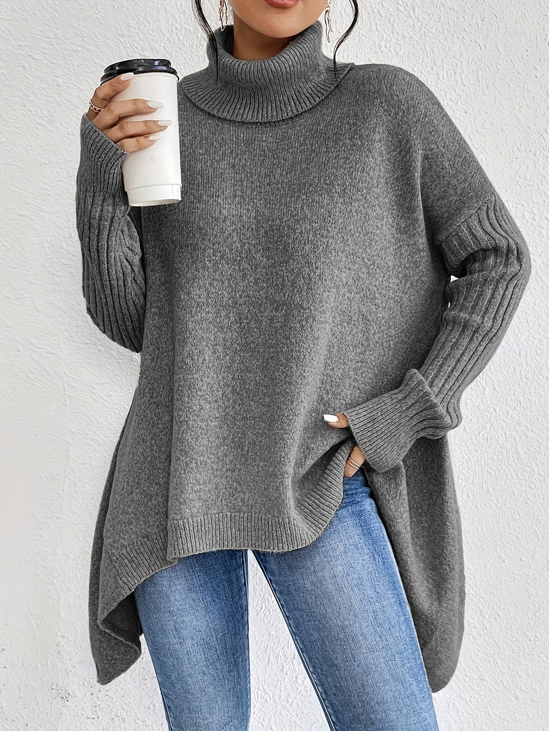 Women’s Roll Neck Jumper | Oversized Fit with Modern High Collar