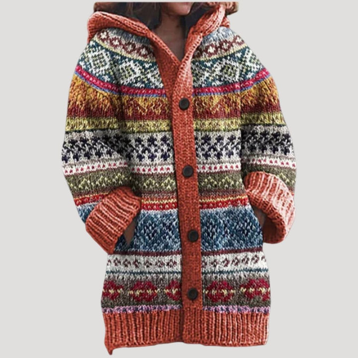 Women’s Fair Isle Chunky Knit Cardigan | Cosy Hooded Layer