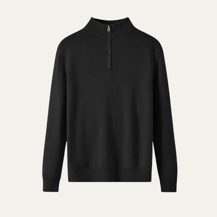 Men’s Knitted Quarter Zip Sweater – Tailored Fit with Refined Rib Detail