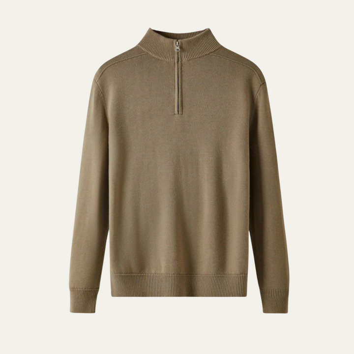 Men’s Knitted Quarter Zip Sweater – Tailored Fit with Refined Rib Detail