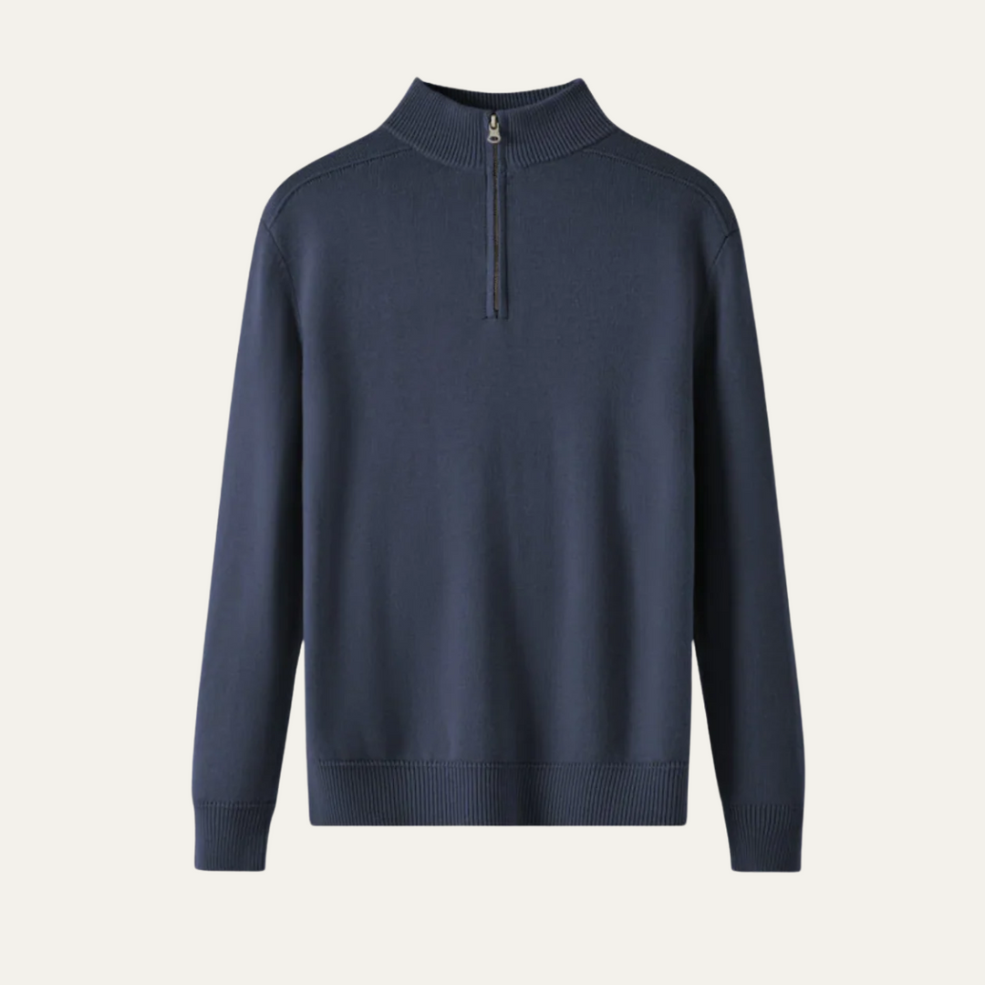 Men’s Knitted Quarter Zip Sweater – Tailored Fit with Refined Rib Detail