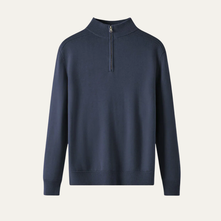 Men’s Knitted Quarter Zip Sweater – Tailored Fit with Refined Rib Detail