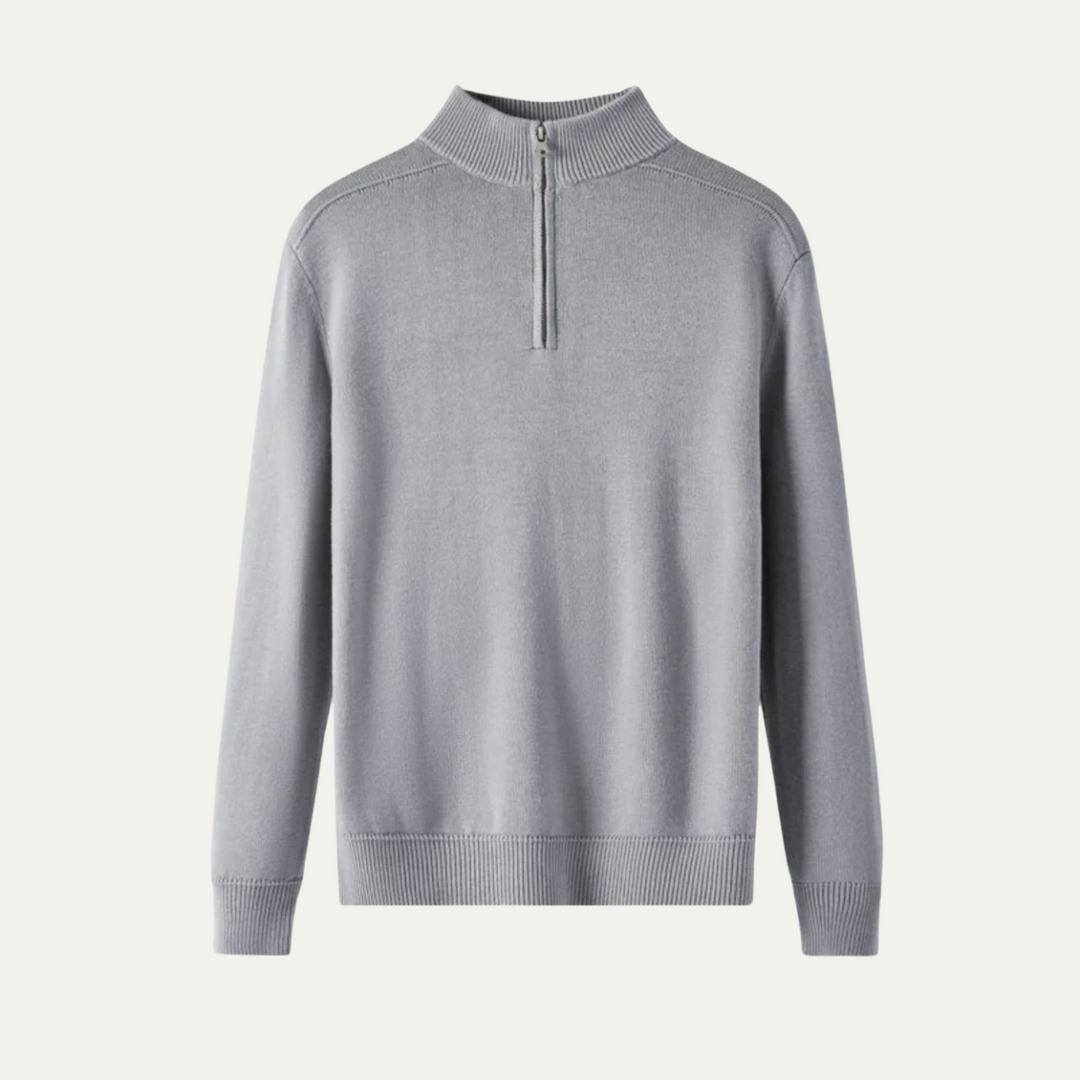 Men’s Knitted Quarter Zip Sweater – Tailored Fit with Refined Rib Detail