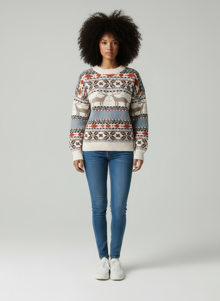 Women’s Reindeer Knit Jumper | Cosy Fit and Festive Winter Design