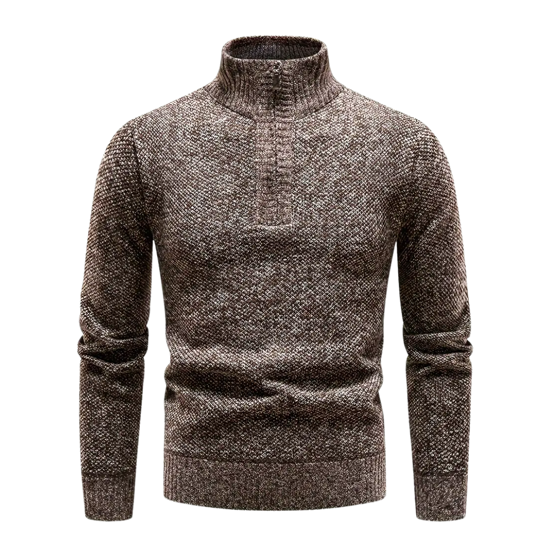 Men’s Knitted Thermal Quarter Zip Jumper – Fleece Lined Winter Layer