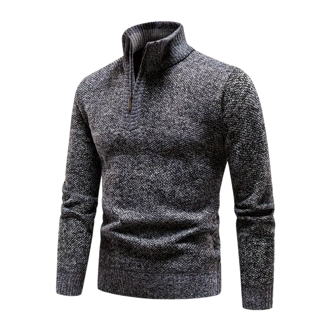 Men’s Knitted Thermal Quarter Zip Jumper – Fleece Lined Winter Layer