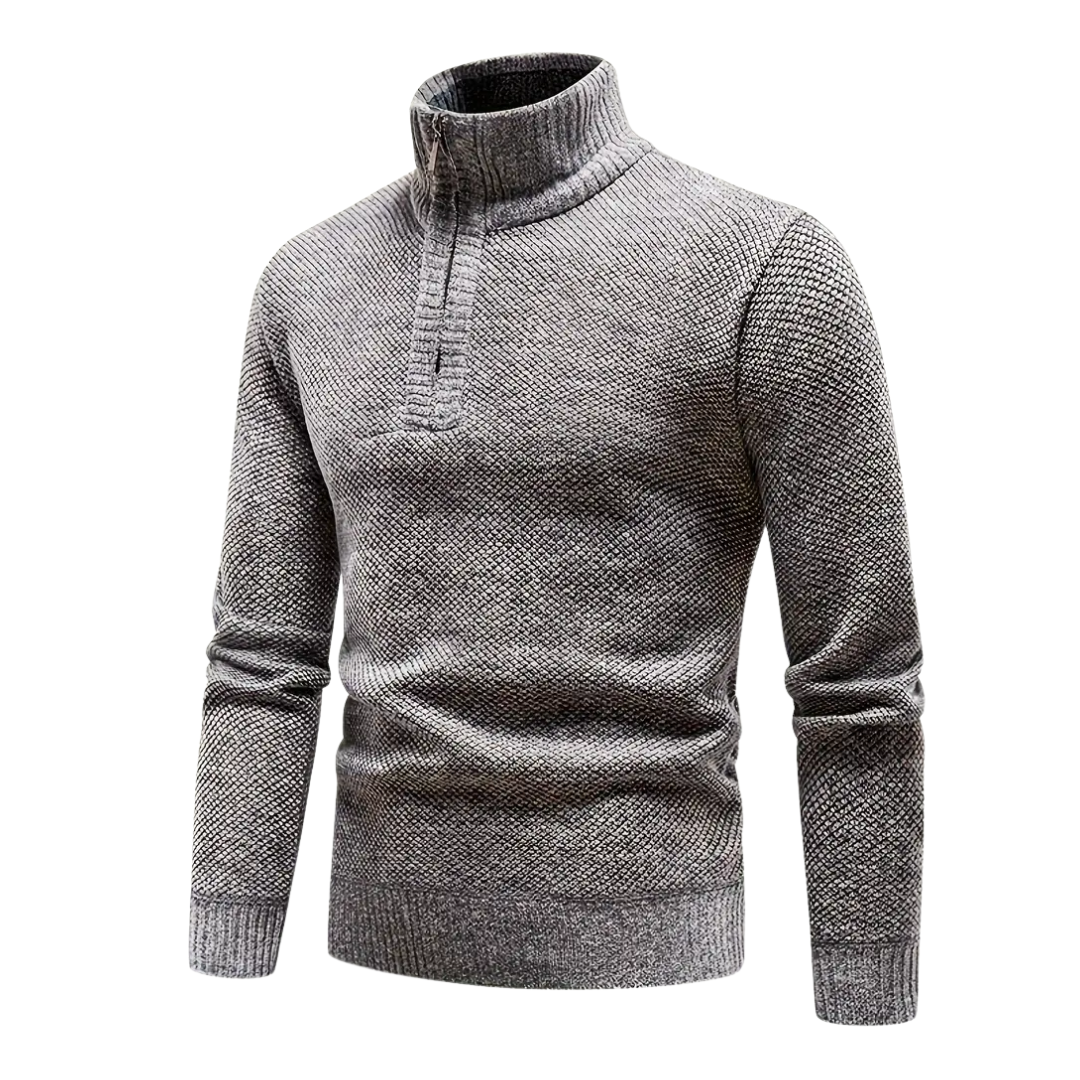 Men’s Knitted Thermal Quarter Zip Jumper – Fleece Lined Winter Layer