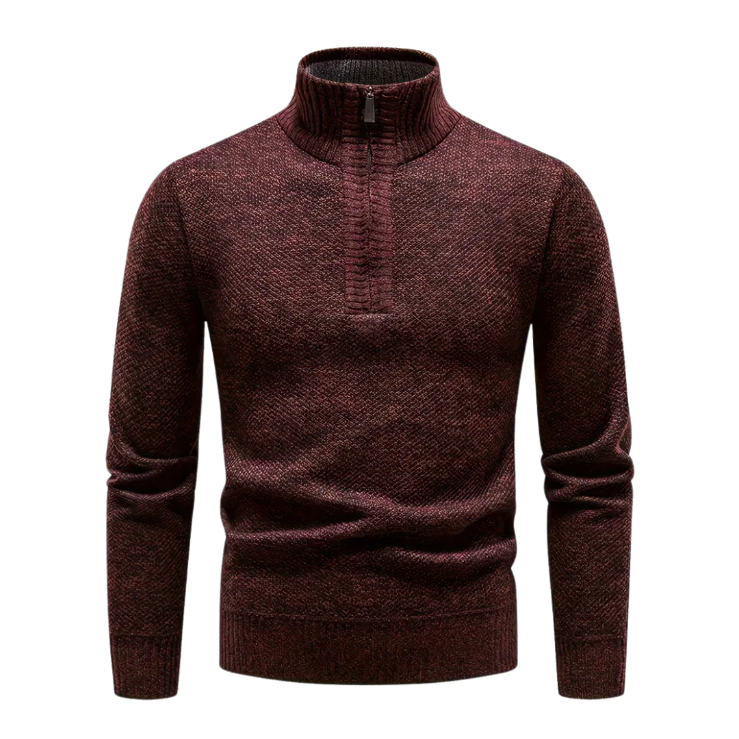 Men’s Knitted Thermal Quarter Zip Jumper – Fleece Lined Winter Layer