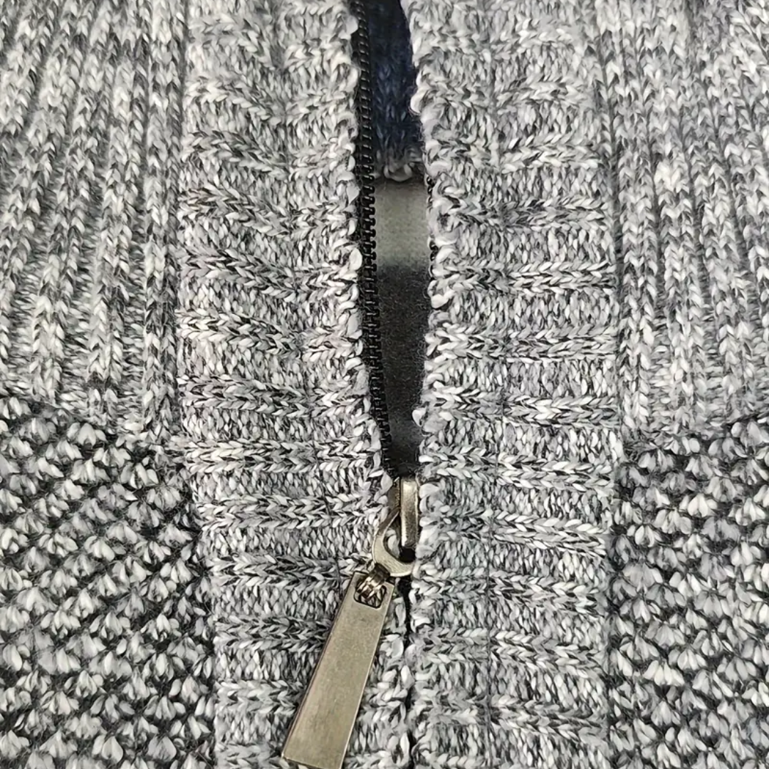 Men’s Knitted Thermal Quarter Zip Jumper – Fleece Lined Winter Layer