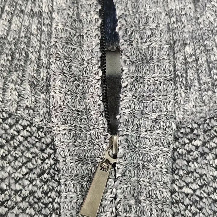 Men’s Knitted Thermal Quarter Zip Jumper – Fleece Lined Winter Layer
