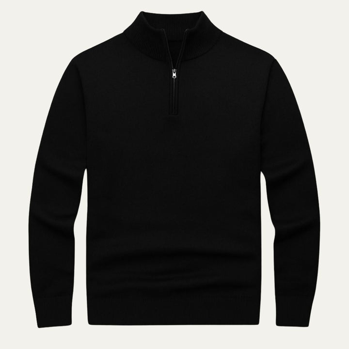Men’s Quarter Zip Jumper – Relaxed Fit with Ribbed Collar Detail