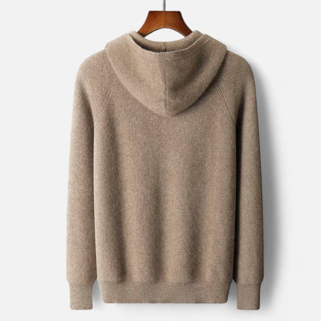 Men’s Zipped Knit Hoodie | Warm, Refined & Ideal for Cold Seasons