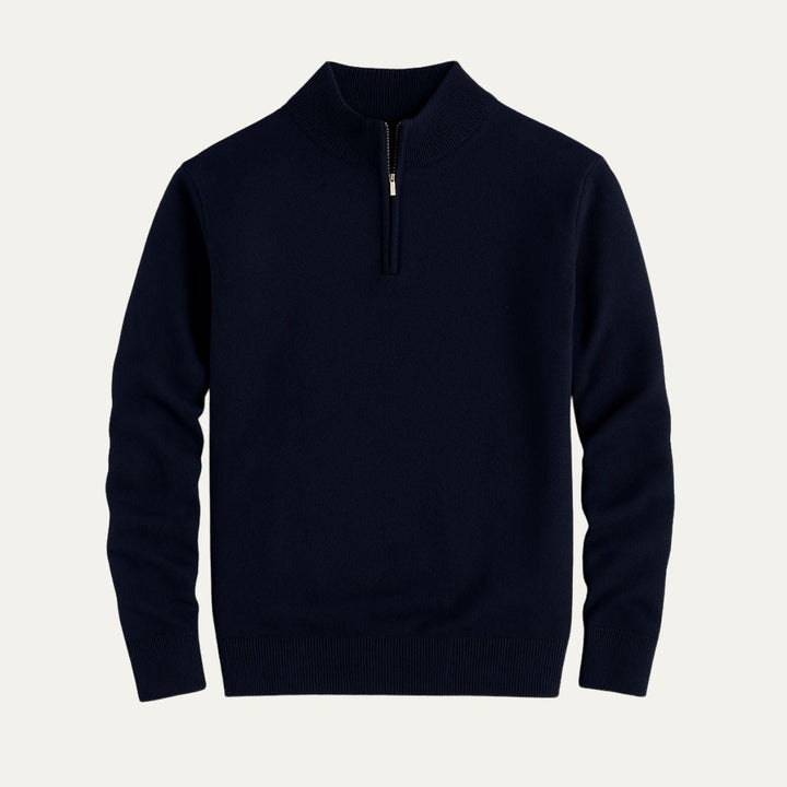 Men’s Quarter Zip Jumper – Relaxed Fit with Ribbed Collar Detail