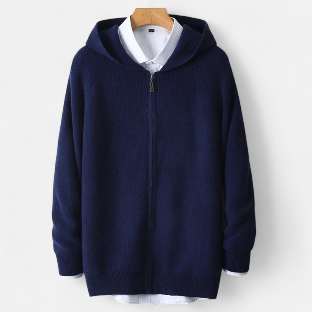 Men’s Zipped Knit Hoodie | Warm, Refined & Ideal for Cold Seasons