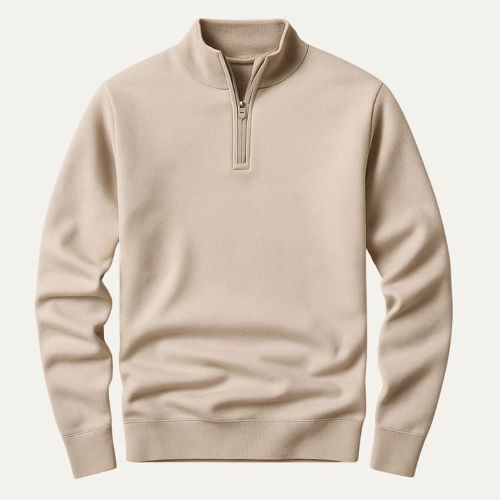 Men’s Quarter Zip Jumper – Relaxed Fit with Ribbed Collar Detail