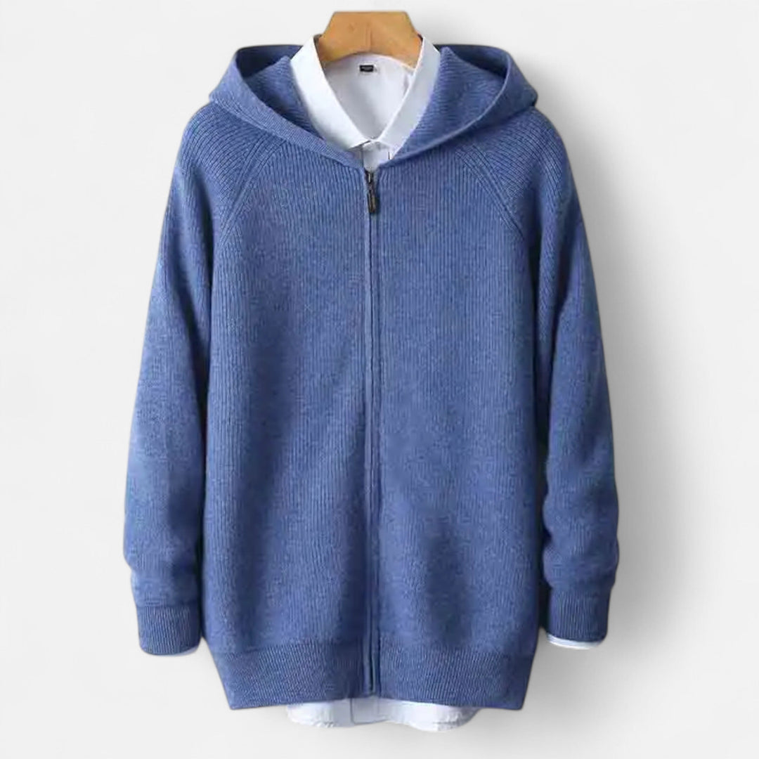 Men’s Zipped Knit Hoodie | Warm, Refined & Ideal for Cold Seasons