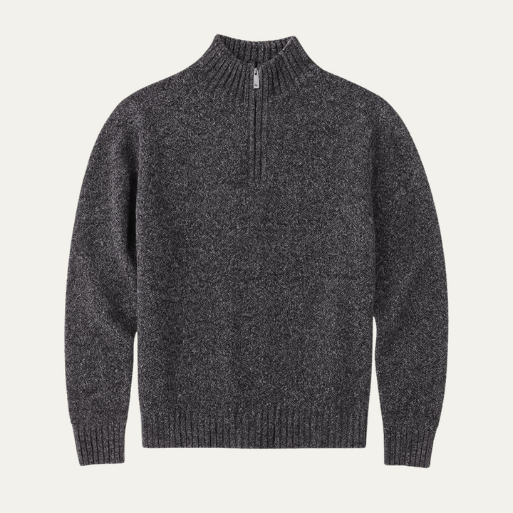 Men’s Quarter Zip Knit Sweater – Tailored Fit with Ribbed Finish