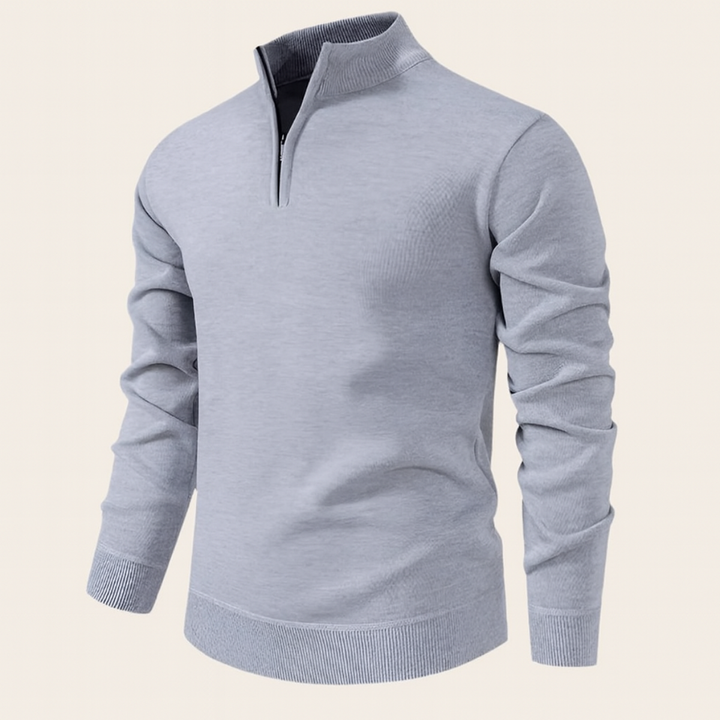 Men’s Quarter Zip Jumper – Relaxed Fit with Ribbed Collar Detail