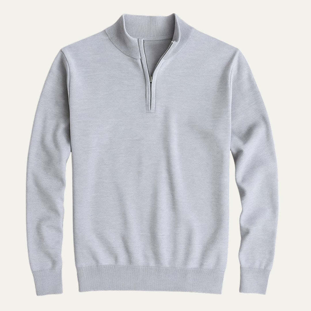 Men’s Quarter Zip Jumper – Relaxed Fit with Ribbed Collar Detail