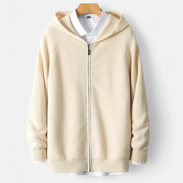 Men’s Zipped Knit Hoodie | Warm, Refined & Ideal for Cold Seasons