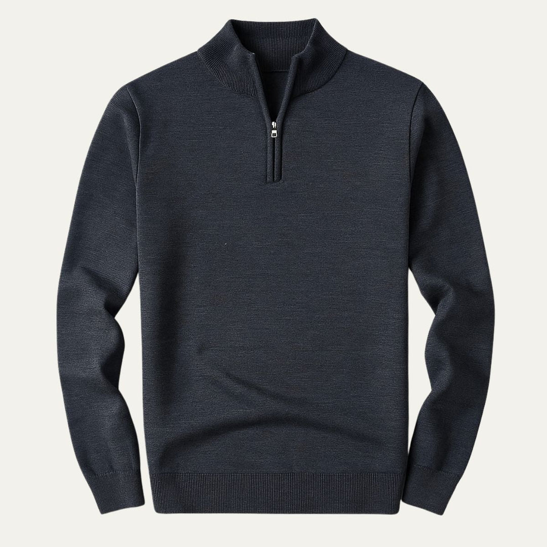 Men’s Quarter Zip Jumper – Relaxed Fit with Ribbed Collar Detail