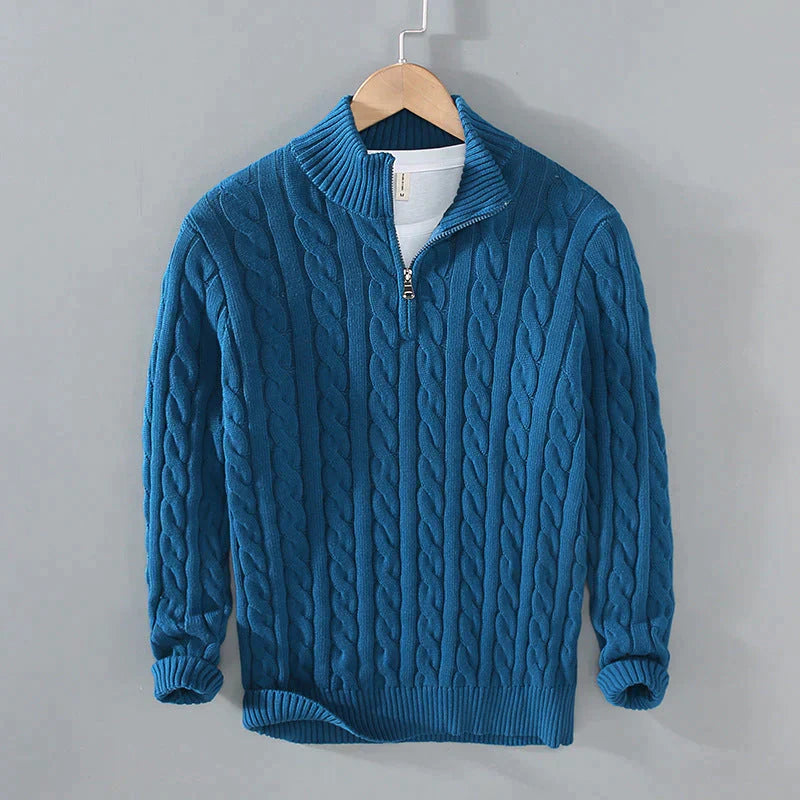 Men’s Half Zip Jumper | Modern Fit Knit with High Collar Detail