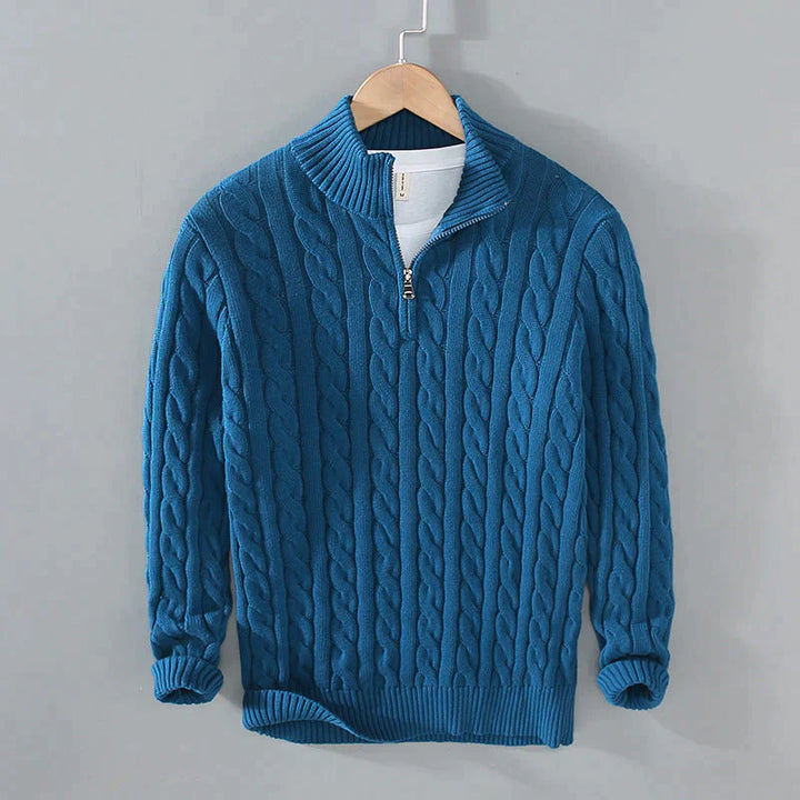 Men’s Half Zip Jumper | Modern Fit Knit with High Collar Detail