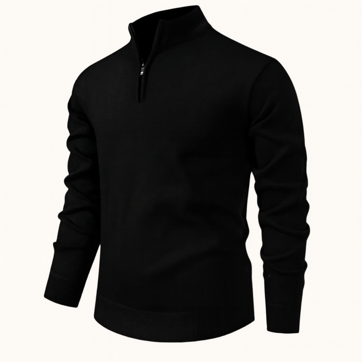 Men’s Quarter Zip Jumper – Relaxed Fit with Ribbed Collar Detail