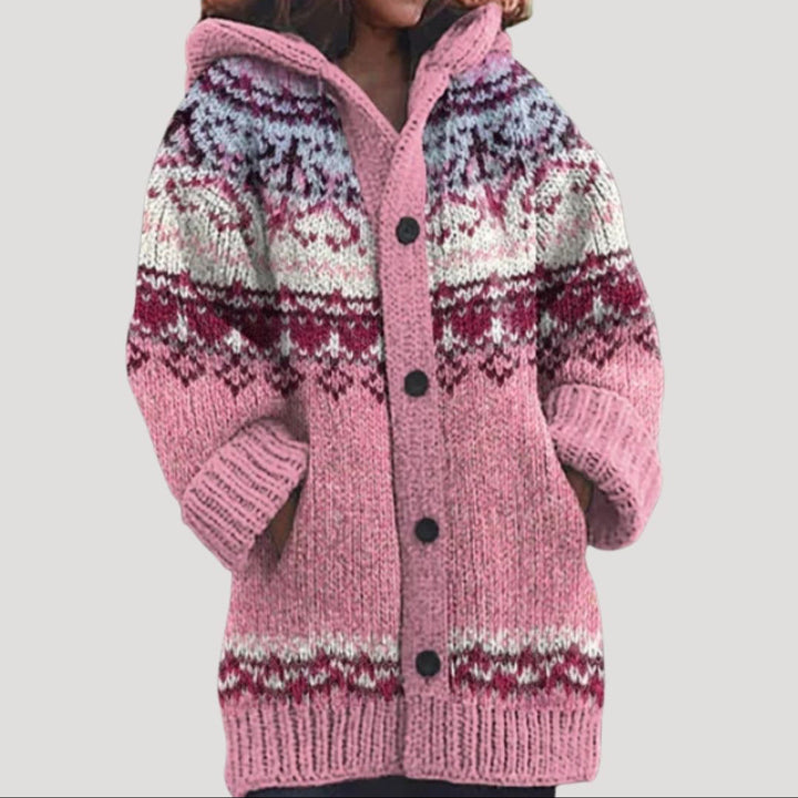 Women’s Fair Isle Chunky Knit Cardigan | Cosy Hooded Layer