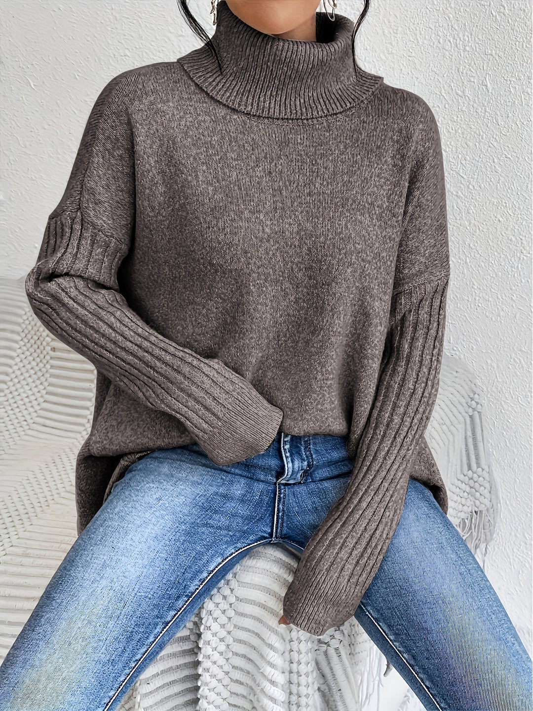 Women’s Roll Neck Jumper | Oversized Fit with Modern High Collar