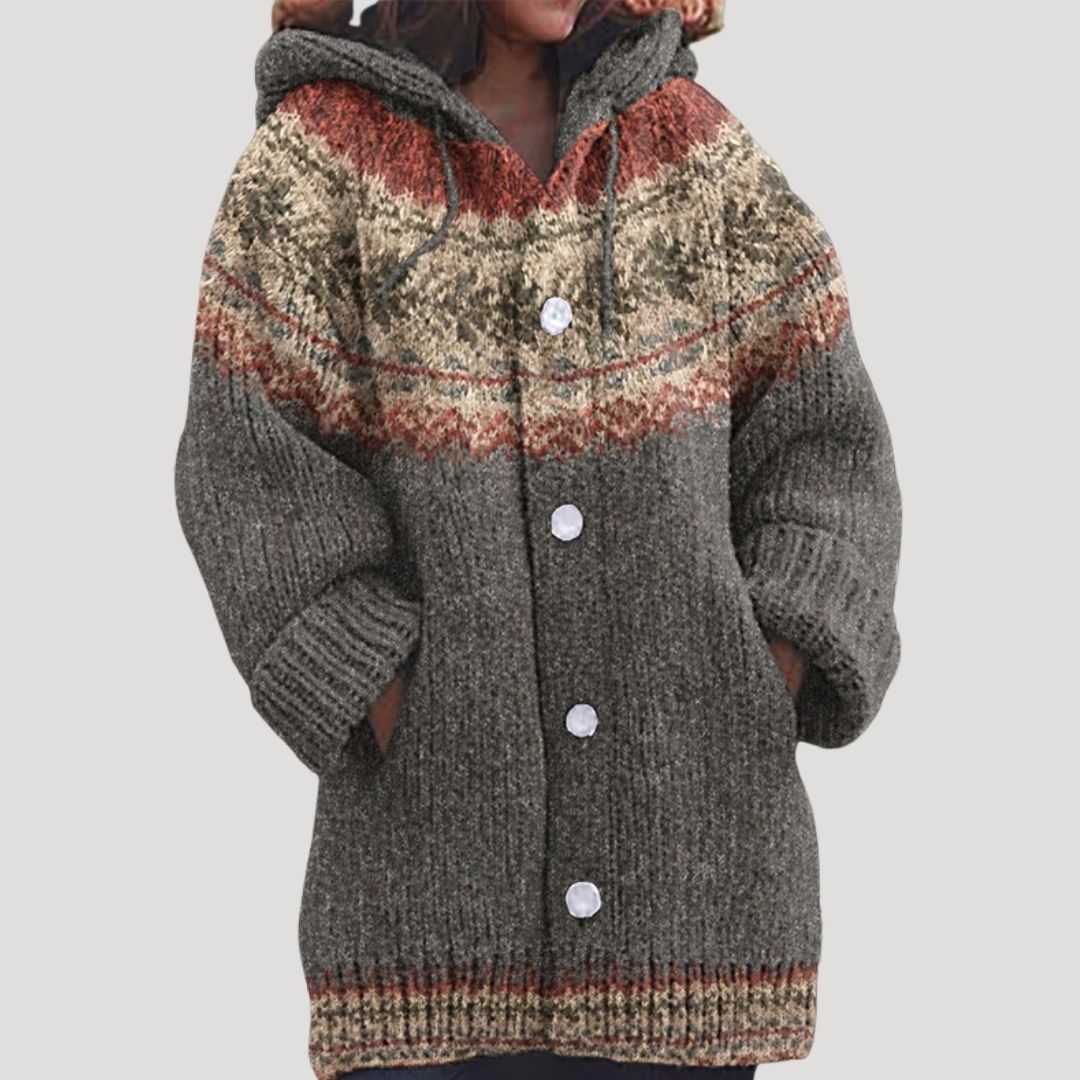 Women’s Fair Isle Chunky Knit Cardigan | Cosy Hooded Layer