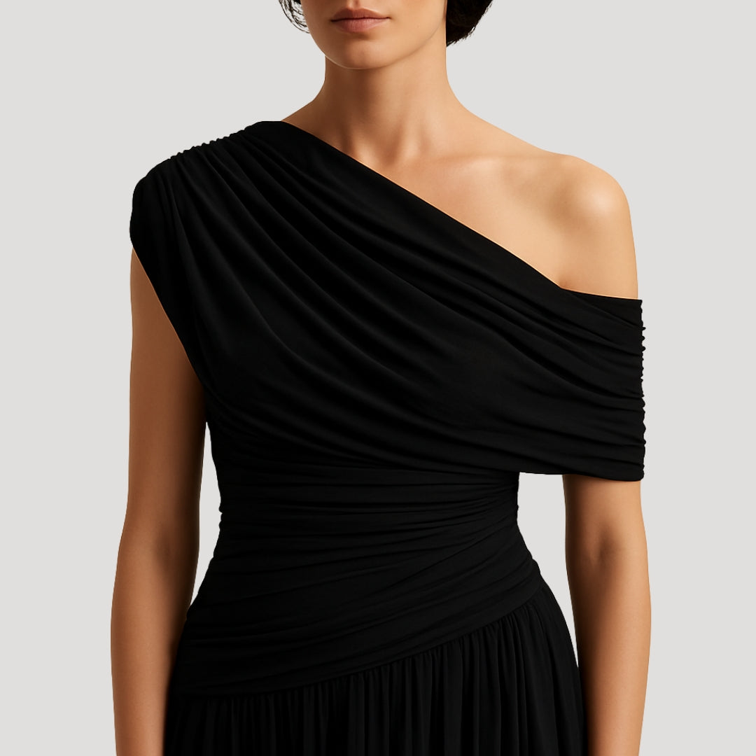 Women’s One-Shoulder Ruched Maxi Dress | Elegant Summer Style
