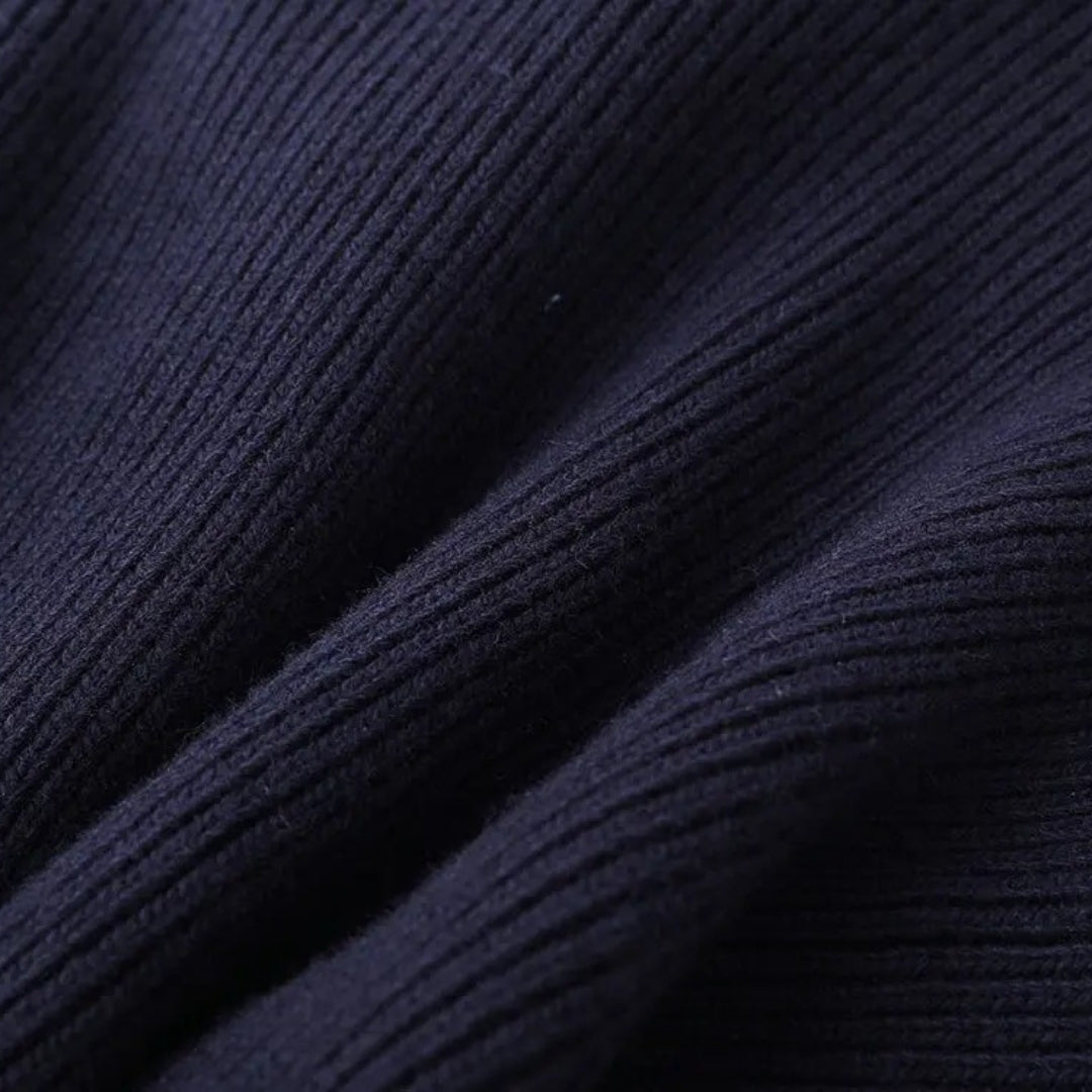 Women’s Knit Cardigan with Denim Trim | Elegant Contrast and Modern Style