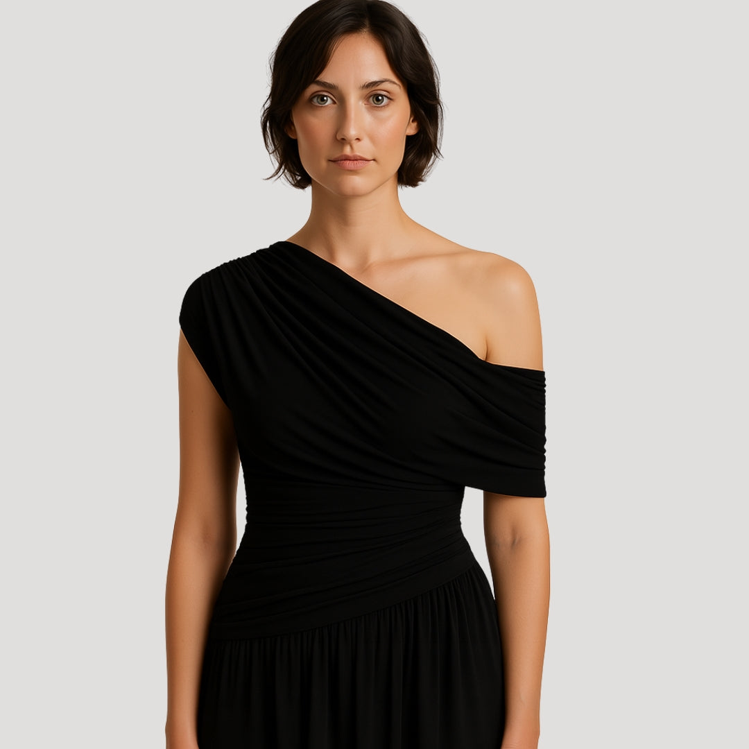 Women’s One-Shoulder Ruched Maxi Dress | Elegant Summer Style