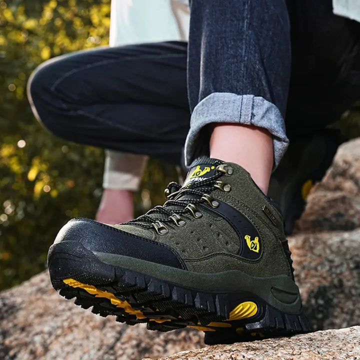 Leather Hiking Shoes with Cushioning – Unisex Waterproof Walking Boots