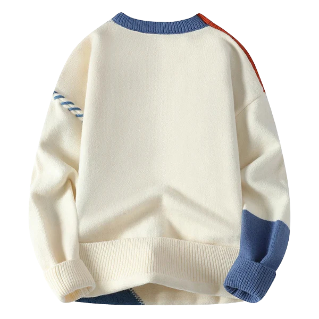 Men’s Cable Knit Patchwork Jumper | Textured Design and Relaxed Fit